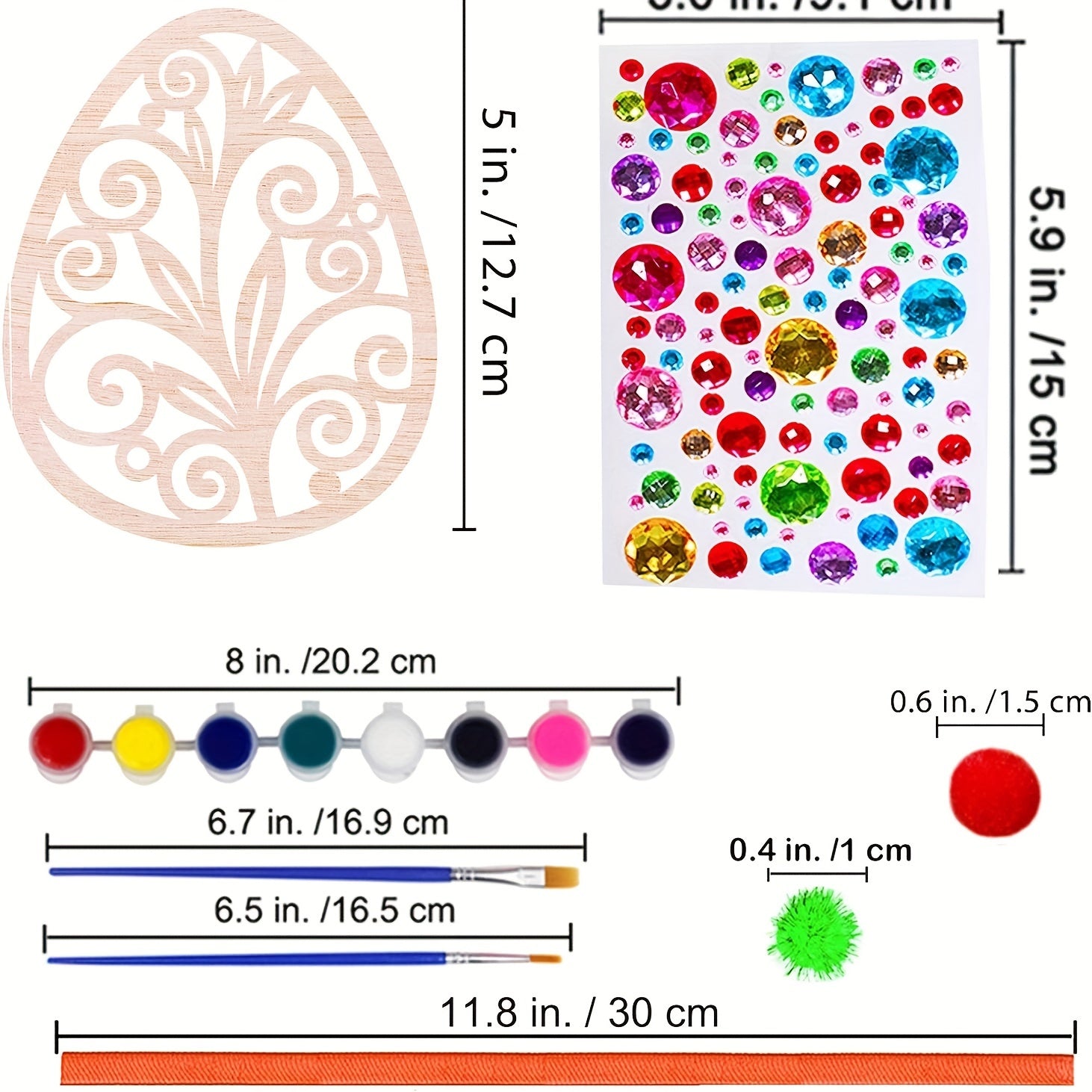 24Pcs Diy Wooden Easter Egg Craft Kit
