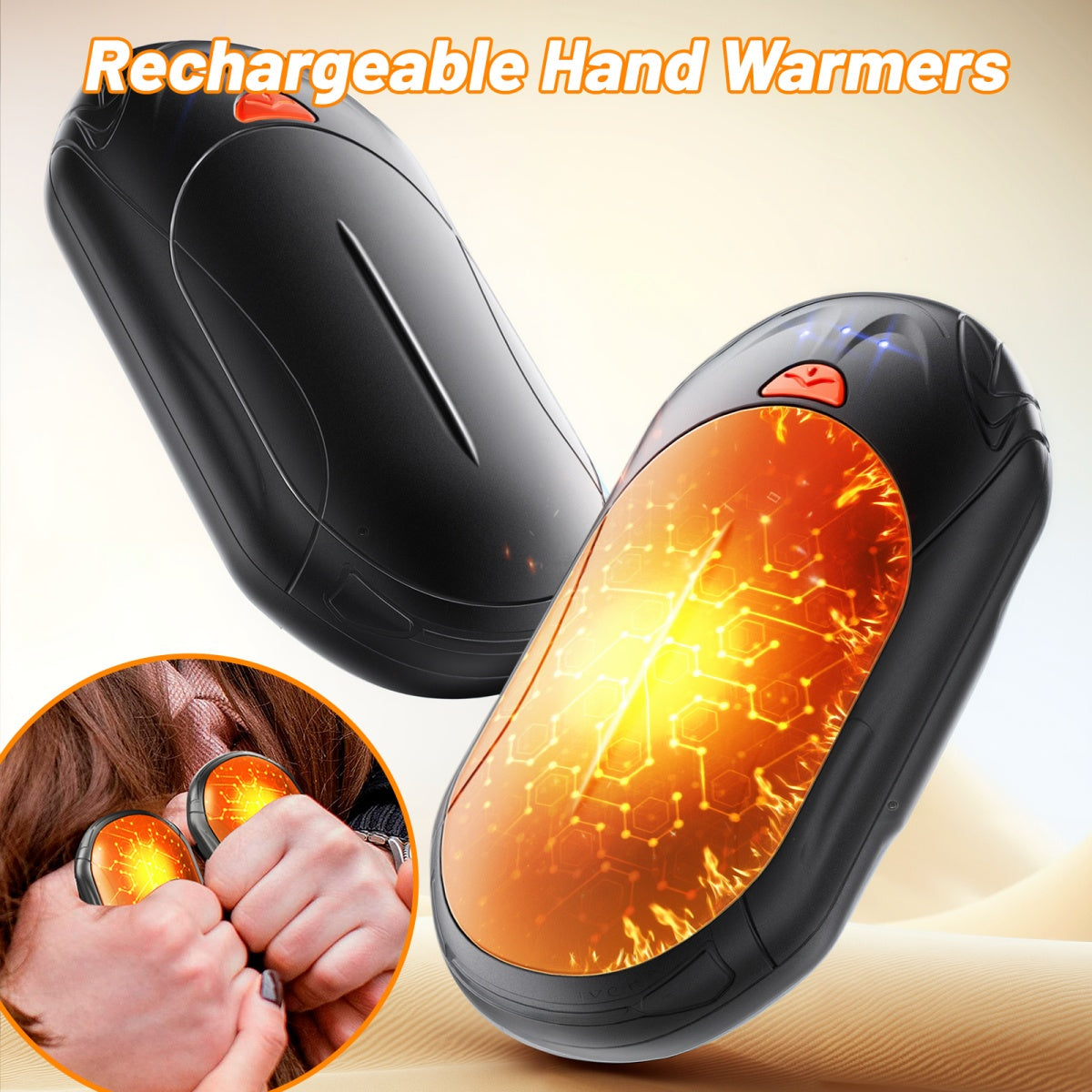 2-Pack Rechargeable Hand Warmers with 3 Heat Settings