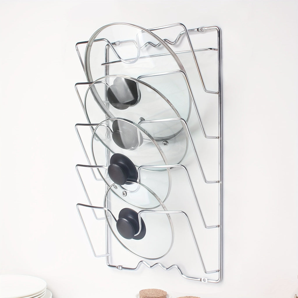 Wall-Mounted Multifunctional Kitchen Pot And Lid Rack