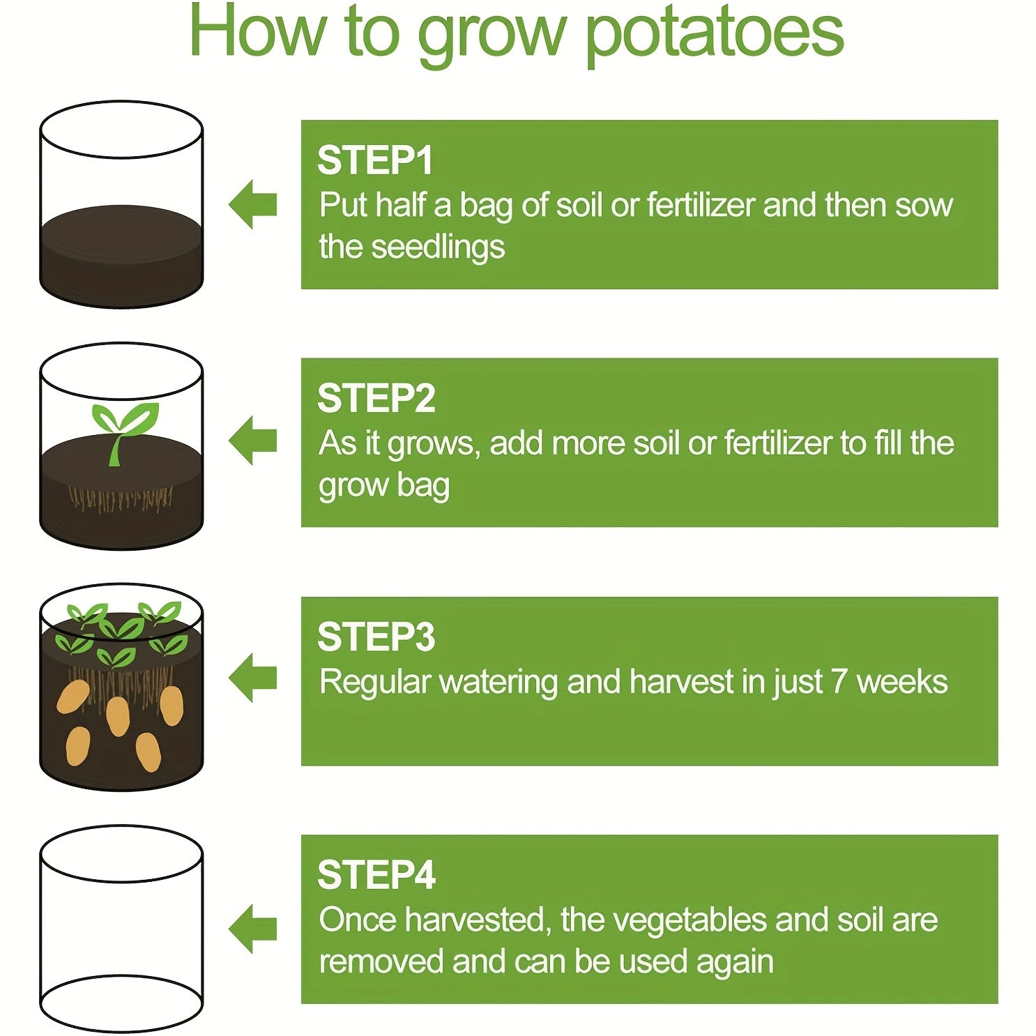 Large Potato Grow Bag with Handles Green