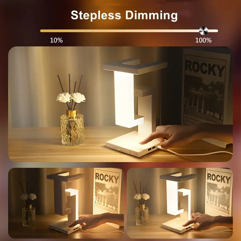 Floating Desk Lamp With Wireless Charging And USB Output Port