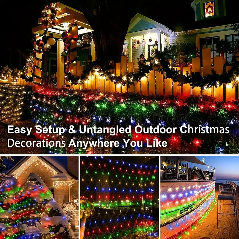 Radiant Nightfall: 192 LED Solar Lights on Transparent Wire