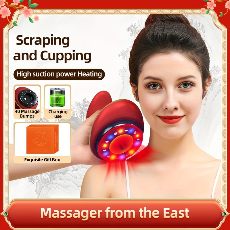 Electric Vacuum Cupping Massage Device With Heating(Red)