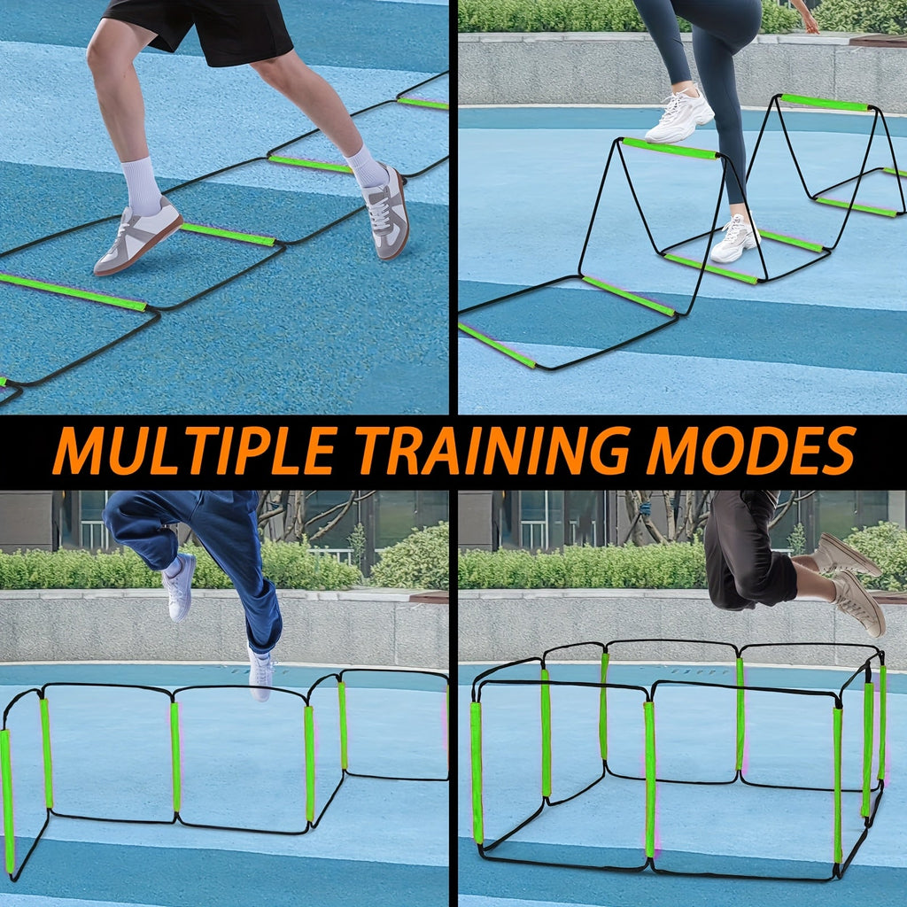 12 Step New Fluorescent Green Agility Ladder Speed Training Equipment - Suitable for Soccer, Speed Fitness, Foot Training, Includes Storage Bag