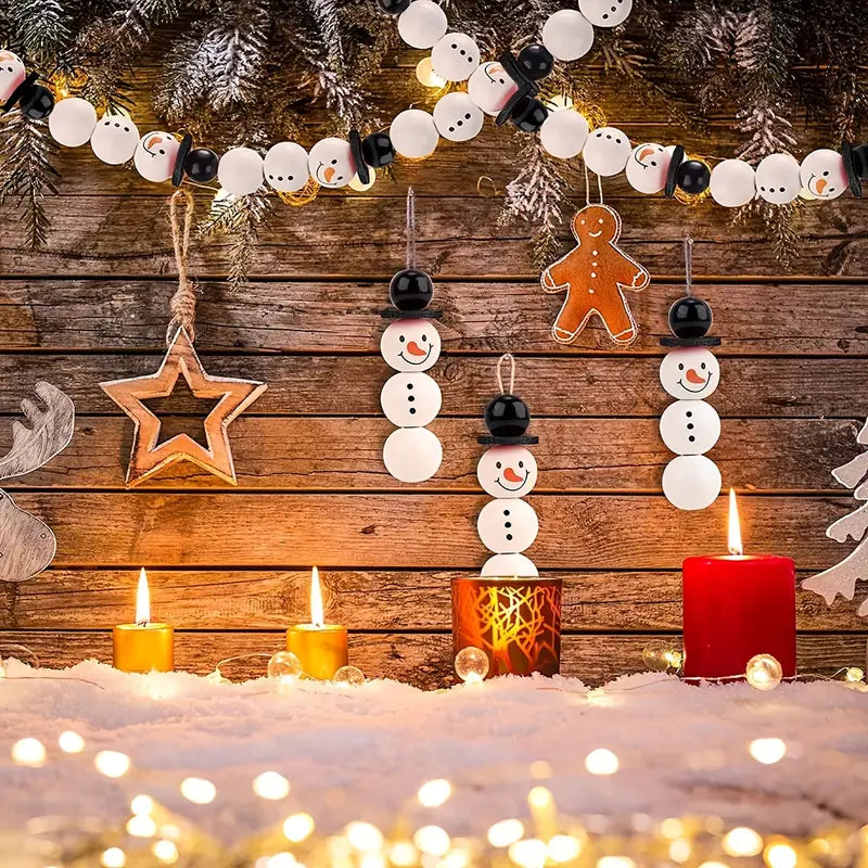 DIY Christmas Snowman Wooden Beads Kit - 100pcs