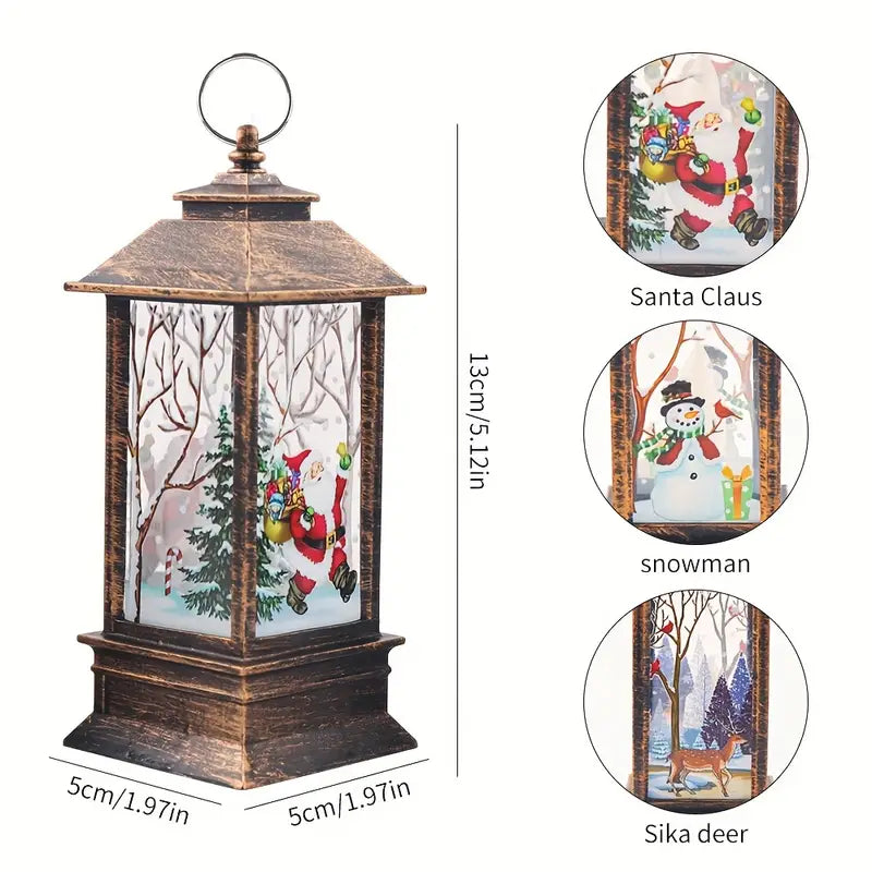 Set of 3 Christmas Lantern Lights - Santa Claus, Snowman, Reindeer Decorations