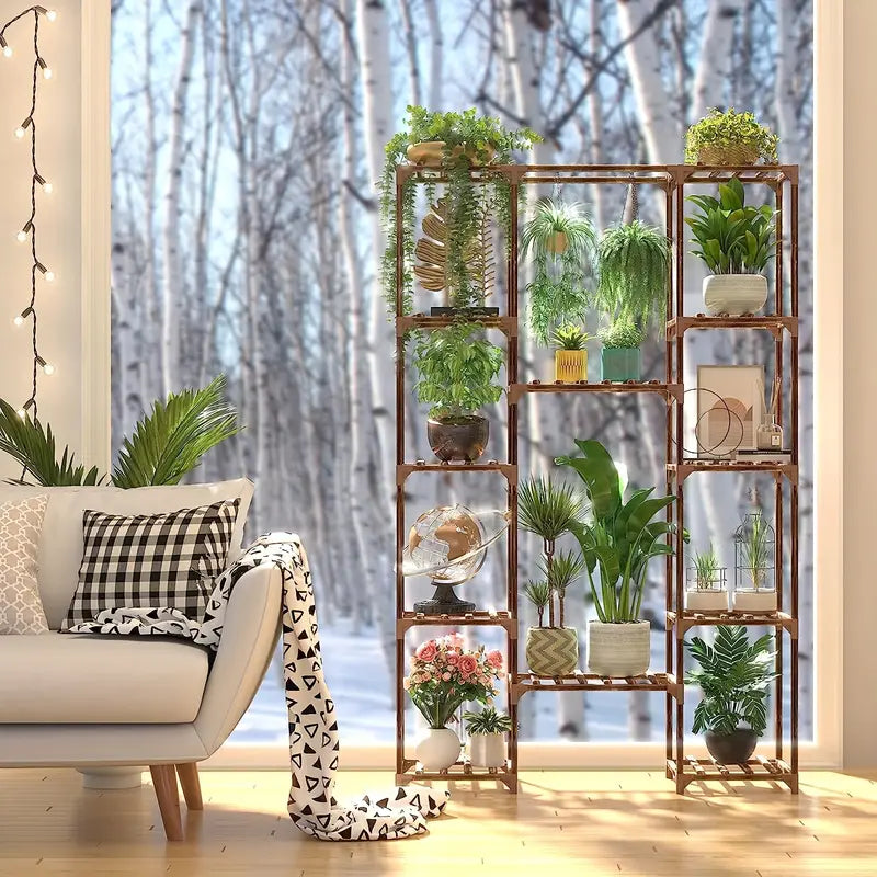 Multi-layer Wooden Plant Stand - 12 Tier Flower Pot Holder Rack