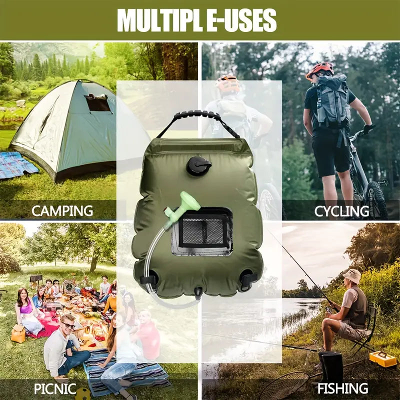 5 Gallon Solar Heated Camping Shower Bag - Portable Bath Bag