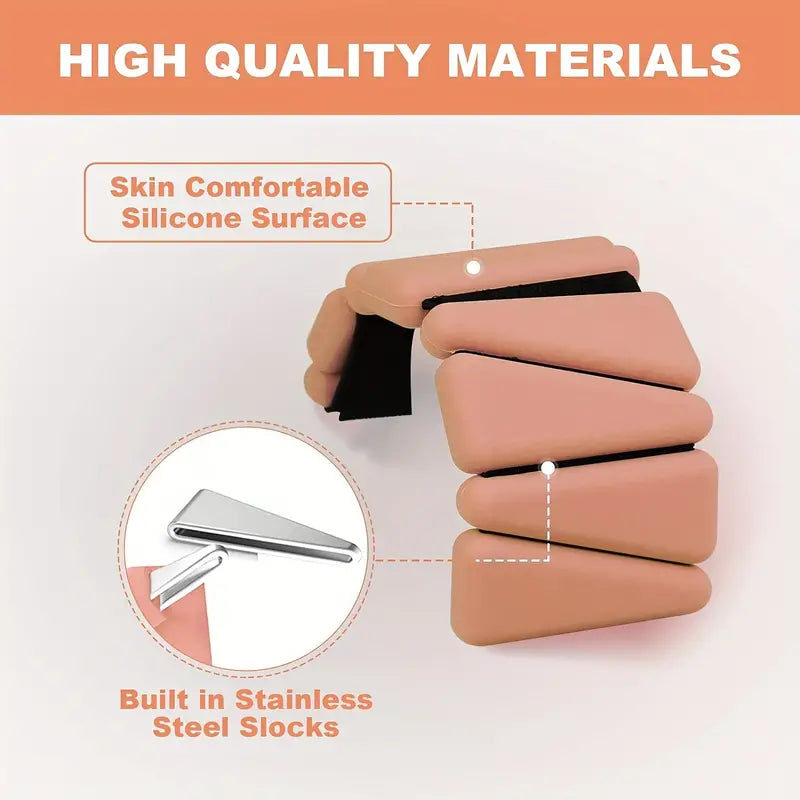 1 Pair Silicone Weighted Wristbands & Ankle Straps, 2lbs/907.18g - Salmon Pink