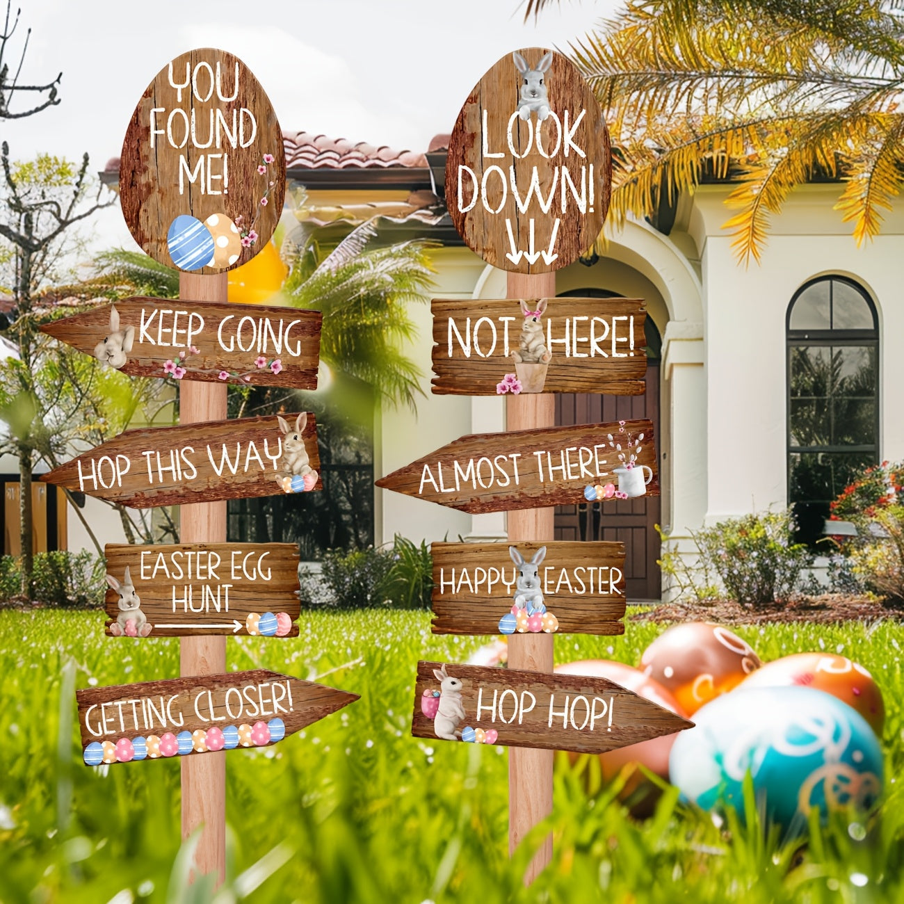 20pcs Vintage Easter Bunny Yard Signs Decorations