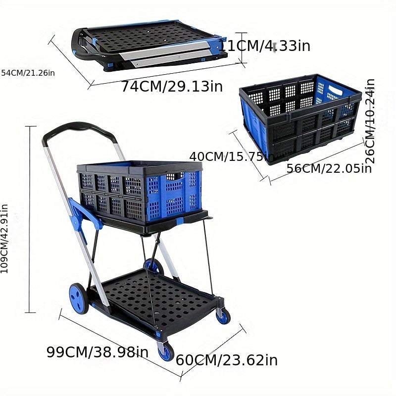Double-Layer Trolley Cart with Rubber Wheels