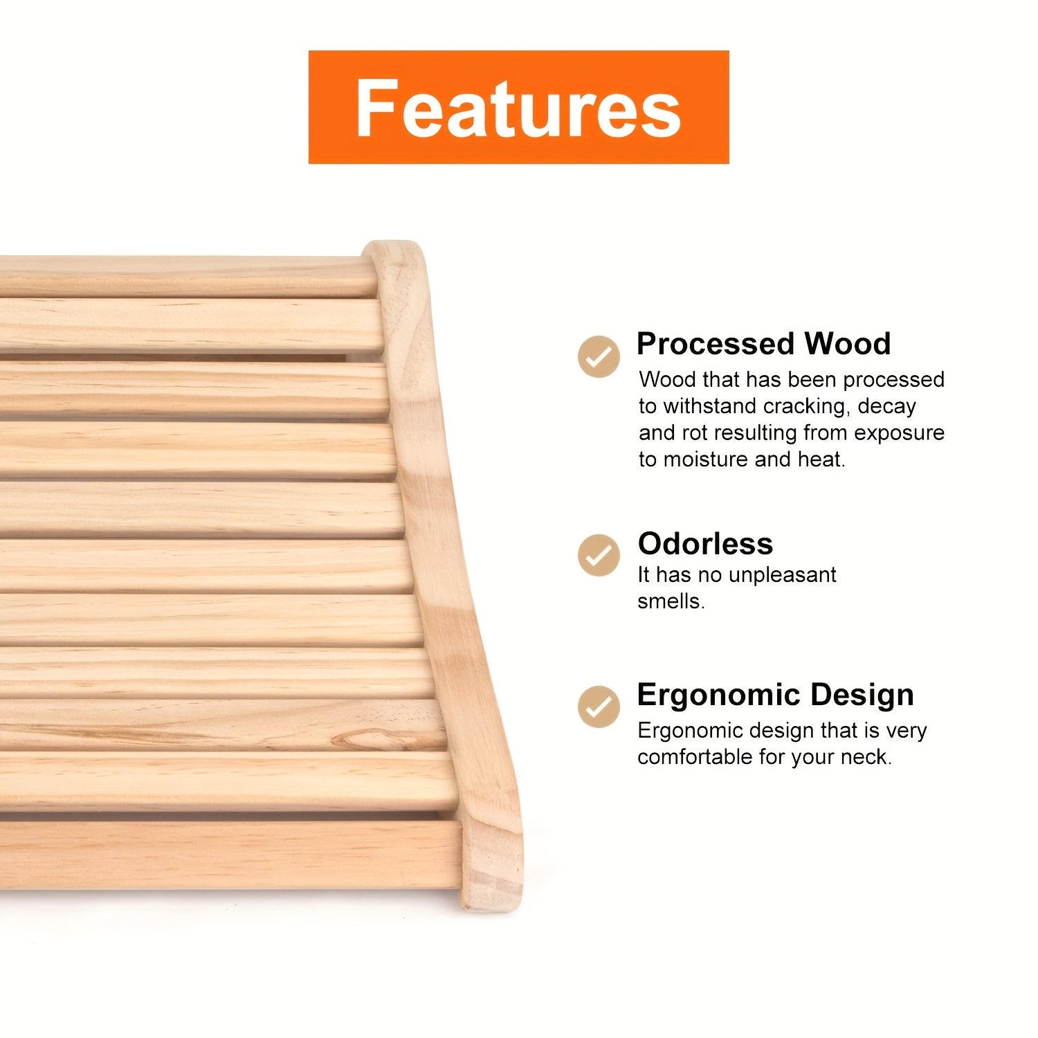 Pine Wood Sauna Headrest Ergonomic Spa Pillow Set
