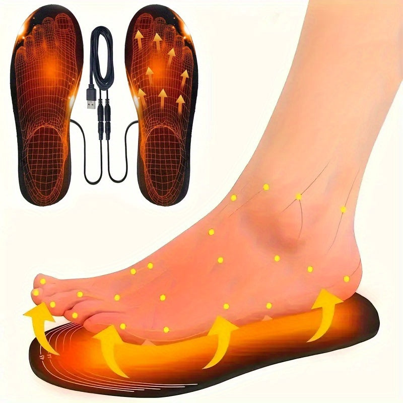 USB Heated Insoles with Overheat Protection & Storage Bag