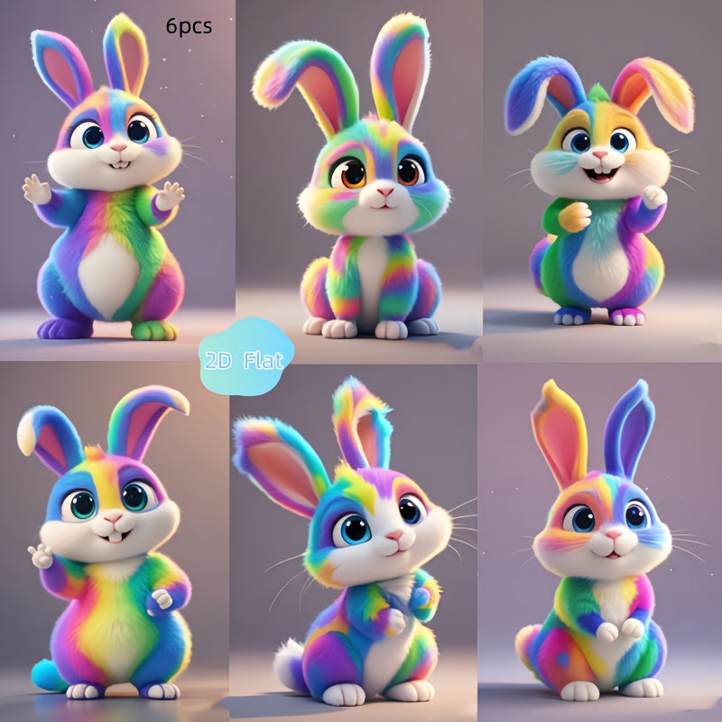 6Pcs Colorful Easter Rabbit Acrylic Ornaments