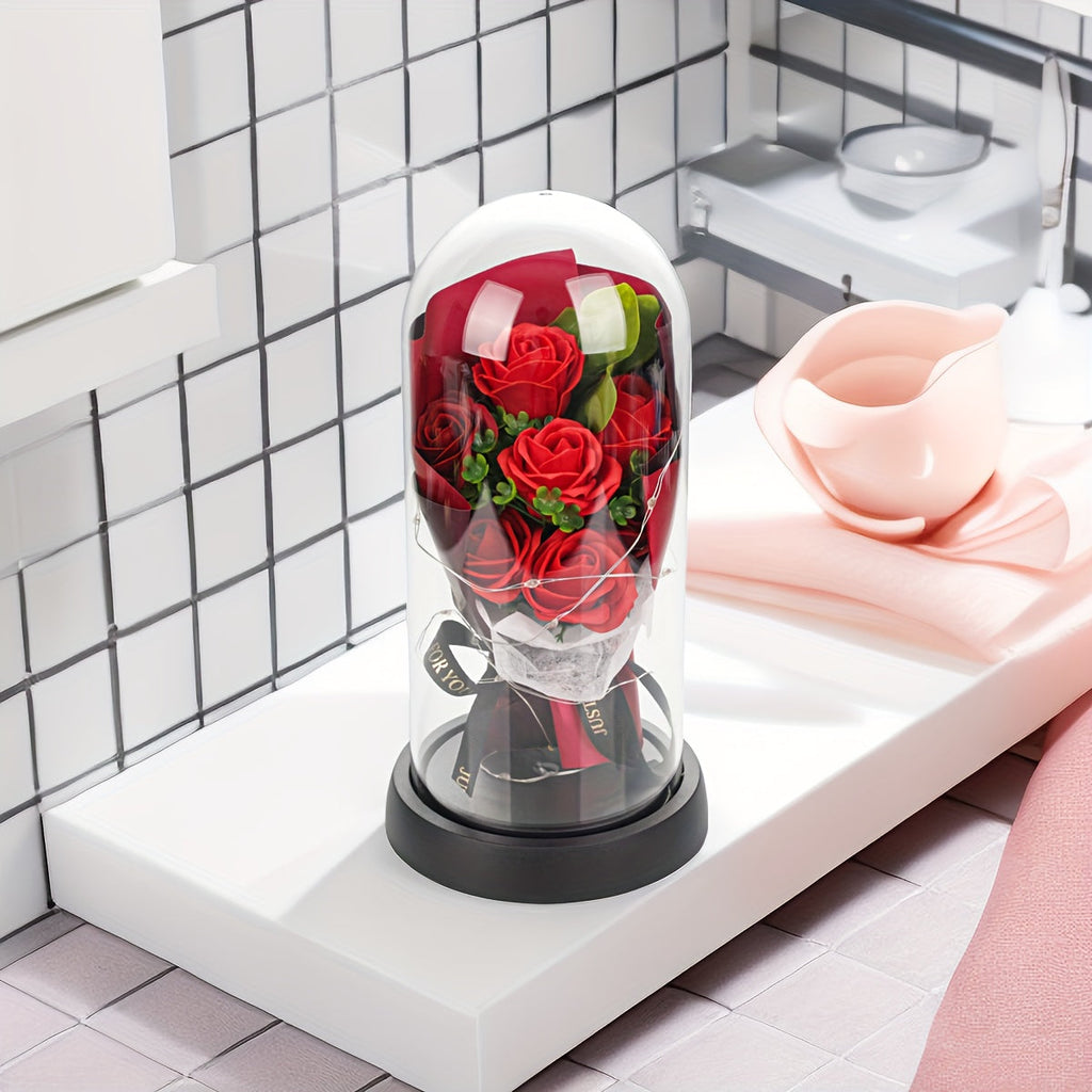 Romantic Everlasting Rose Bouquet With Led Lights