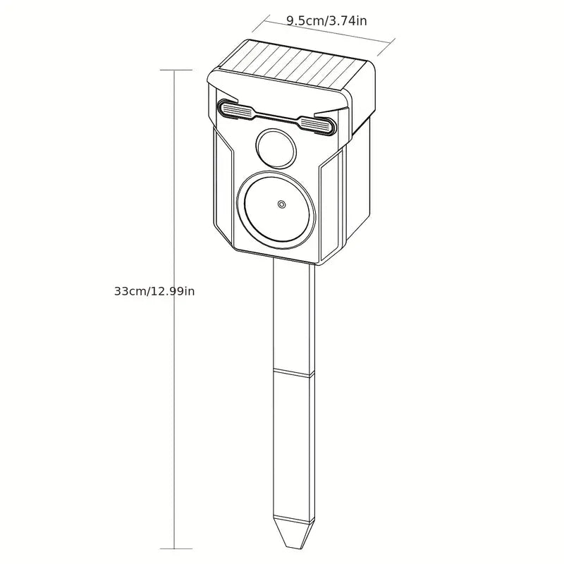 Ultrasonic Solar Animal Repeller with LED Lights & Motion Sensor