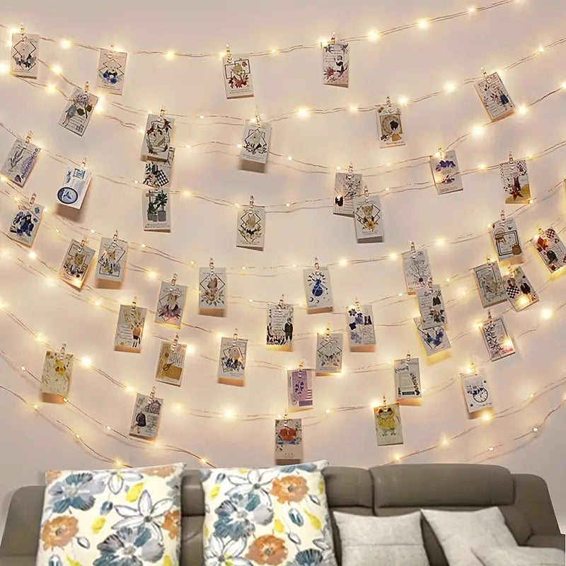Photo Clips String Lights - Battery Operated String Lights with Clips(5M/16.40Ft)