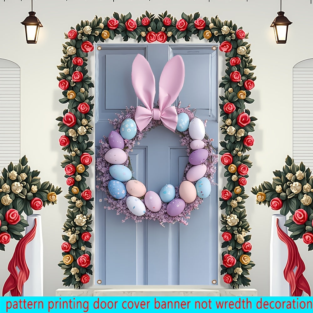 Bunny Ears Easter Egg Wreath Polyester Door Decor