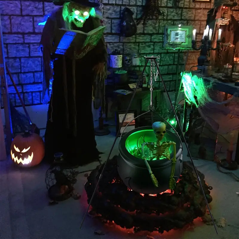 Witch's Cauldron with Lights - Black Plastic Bowl