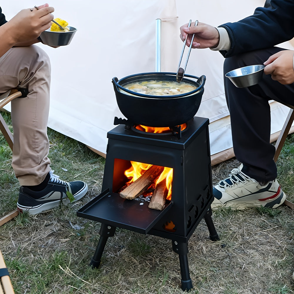 Portable Folding Firewood Camping Stove – Multifunctional Wood Burning BBQ & Picnic Stove