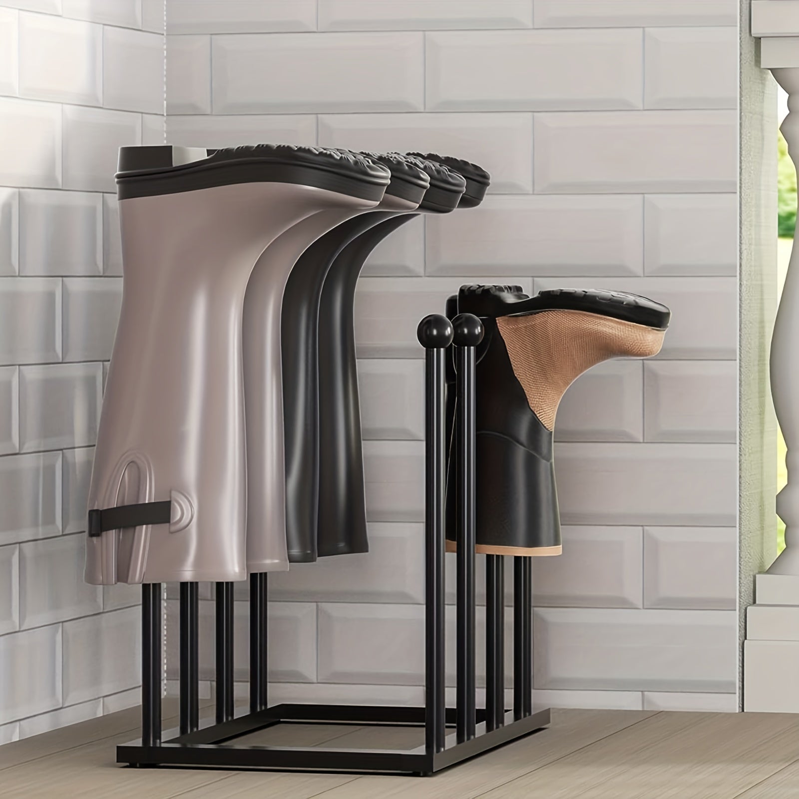Black Metal Shoe Rack Organizer for Entryway