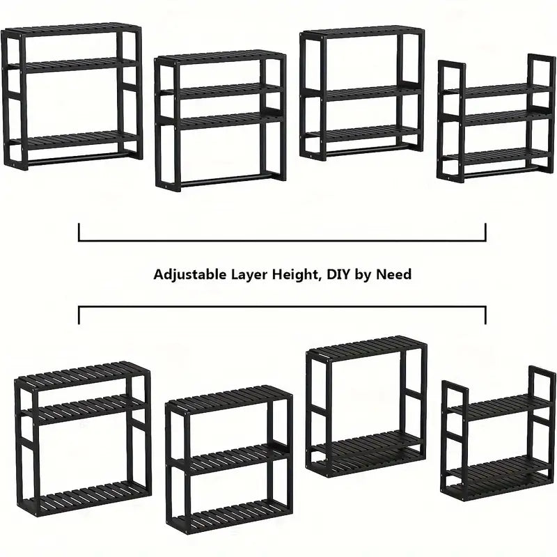 Wall Mounted Storage Rack with Rod - Black