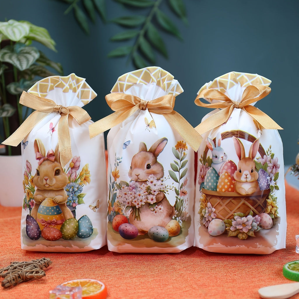 50-Pack Easter Bunny Gift Bags With Ribbons