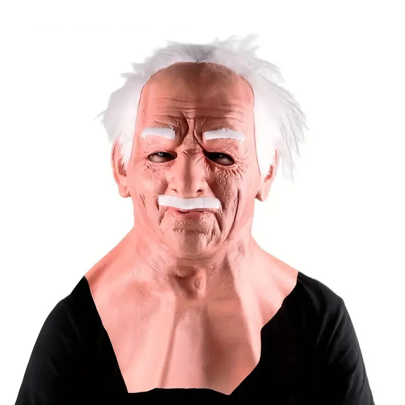 Latex Old Man Face Cover - Elder Headgear