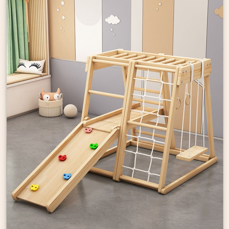 Solid Wood Kids' Climbing And Sliding Playset