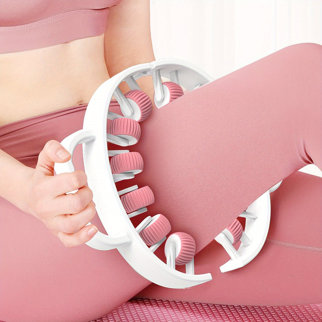 12-Wheel 360° Muscle Roller - Leg, Calf, Arm Massager(White)