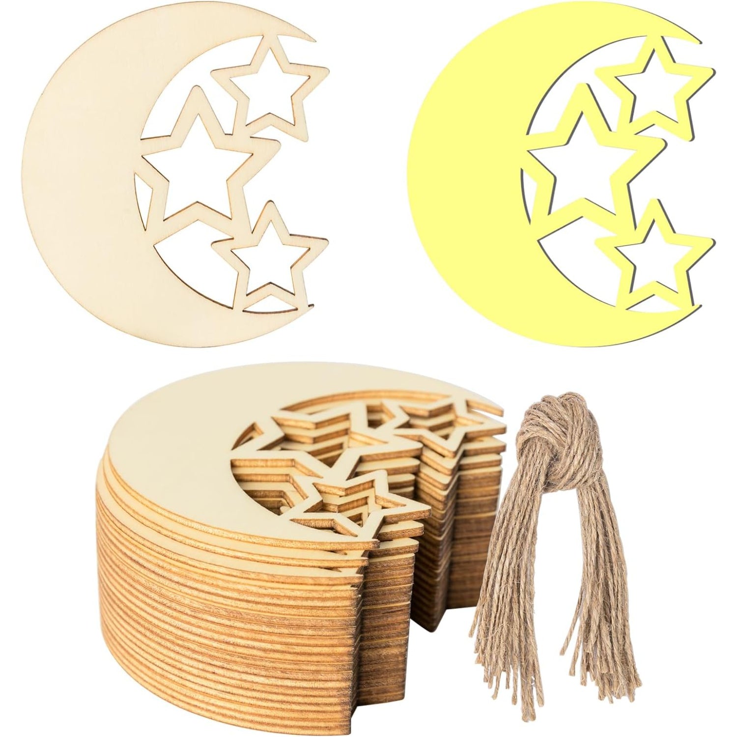30pcs Wooden Moon Star DIY Craft Decorations