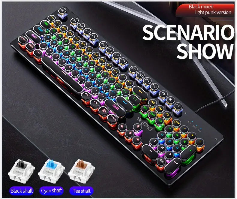 Caller Mechanical Keyboard - 104 Keys, Green Axis, Backlit, Wired USB, Black [Green Axis]