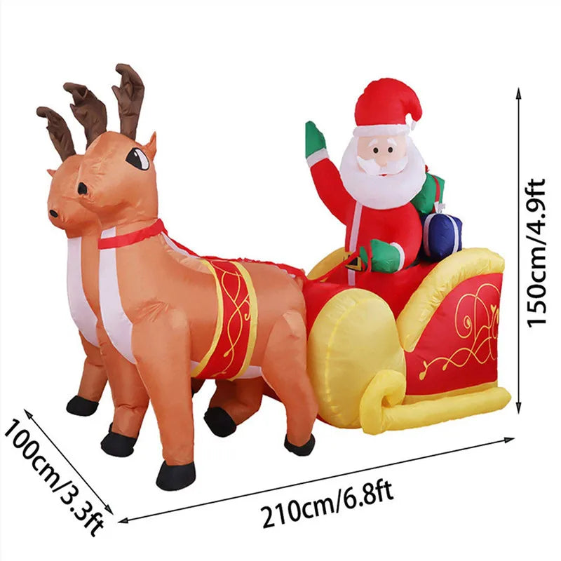 Christmas Santa Reindeer Sleigh Inflatable Led Yard Decor