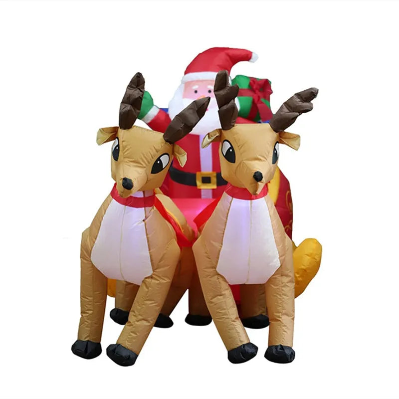 Christmas Santa Reindeer Sleigh Inflatable Led Yard Decor