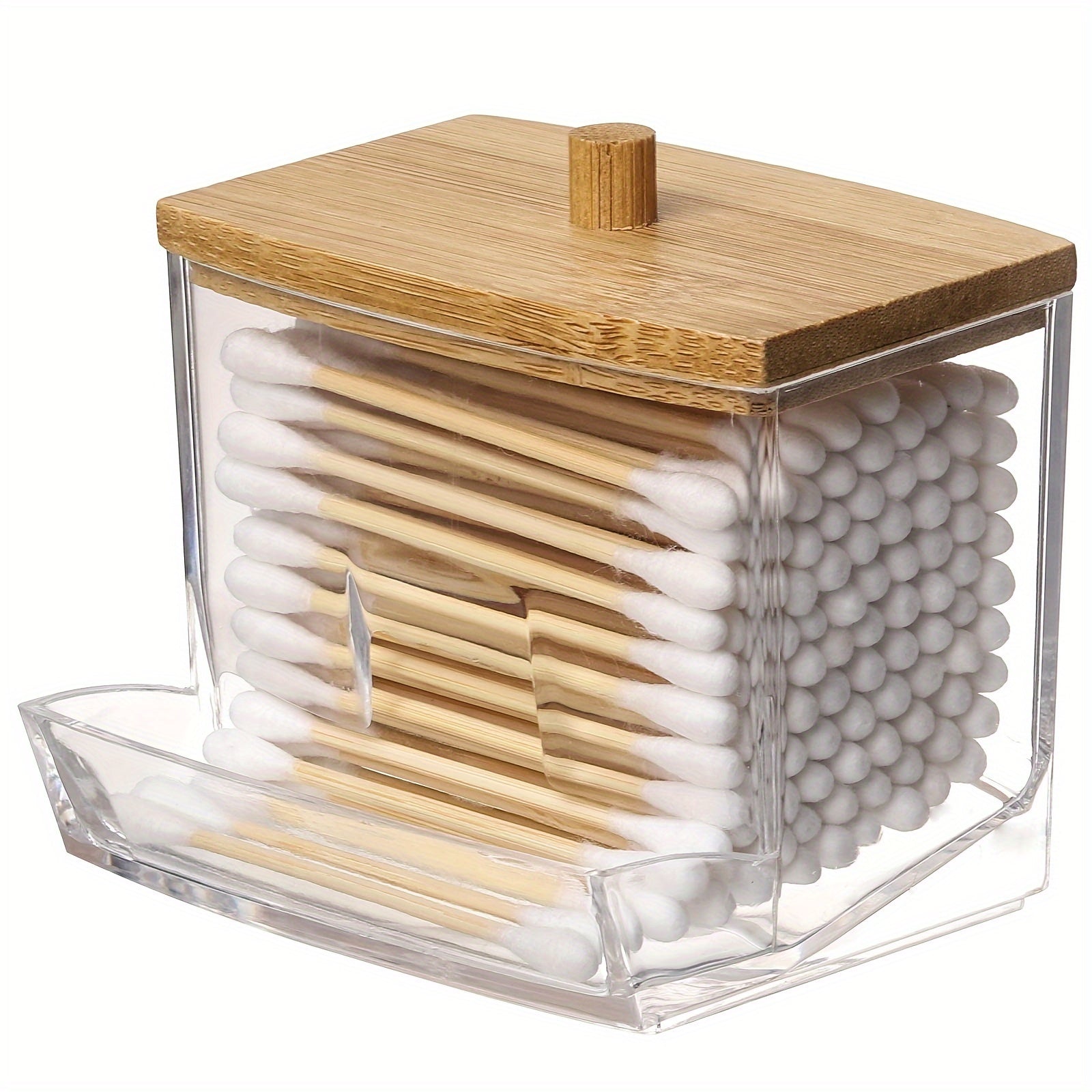 Clear Acrylic Swab Holder With Wooden Lid