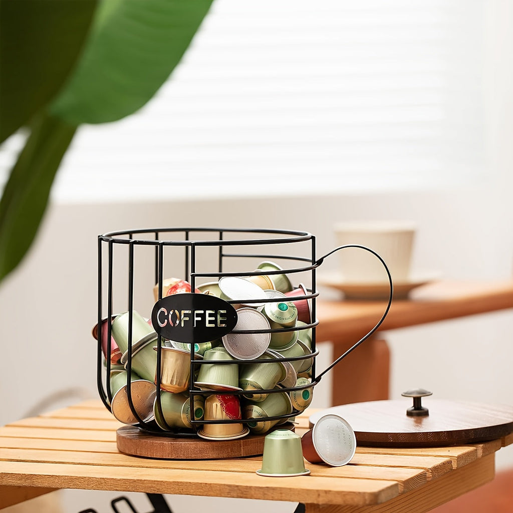 Coffee Pod Holder With Wooden Base