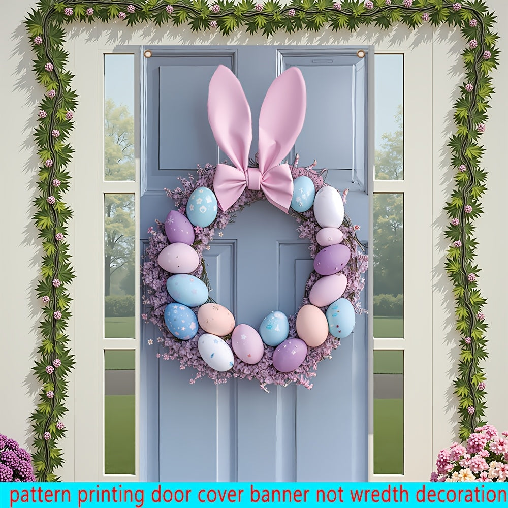 Bunny Ears Easter Egg Wreath Polyester Door Decor