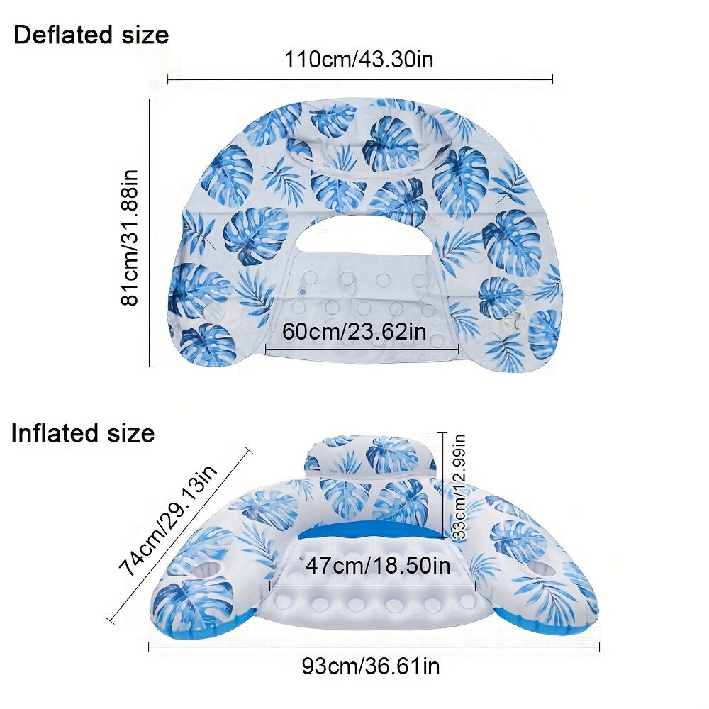 Leaf Pattern U-Shape Inflatable Pool Float Lounger