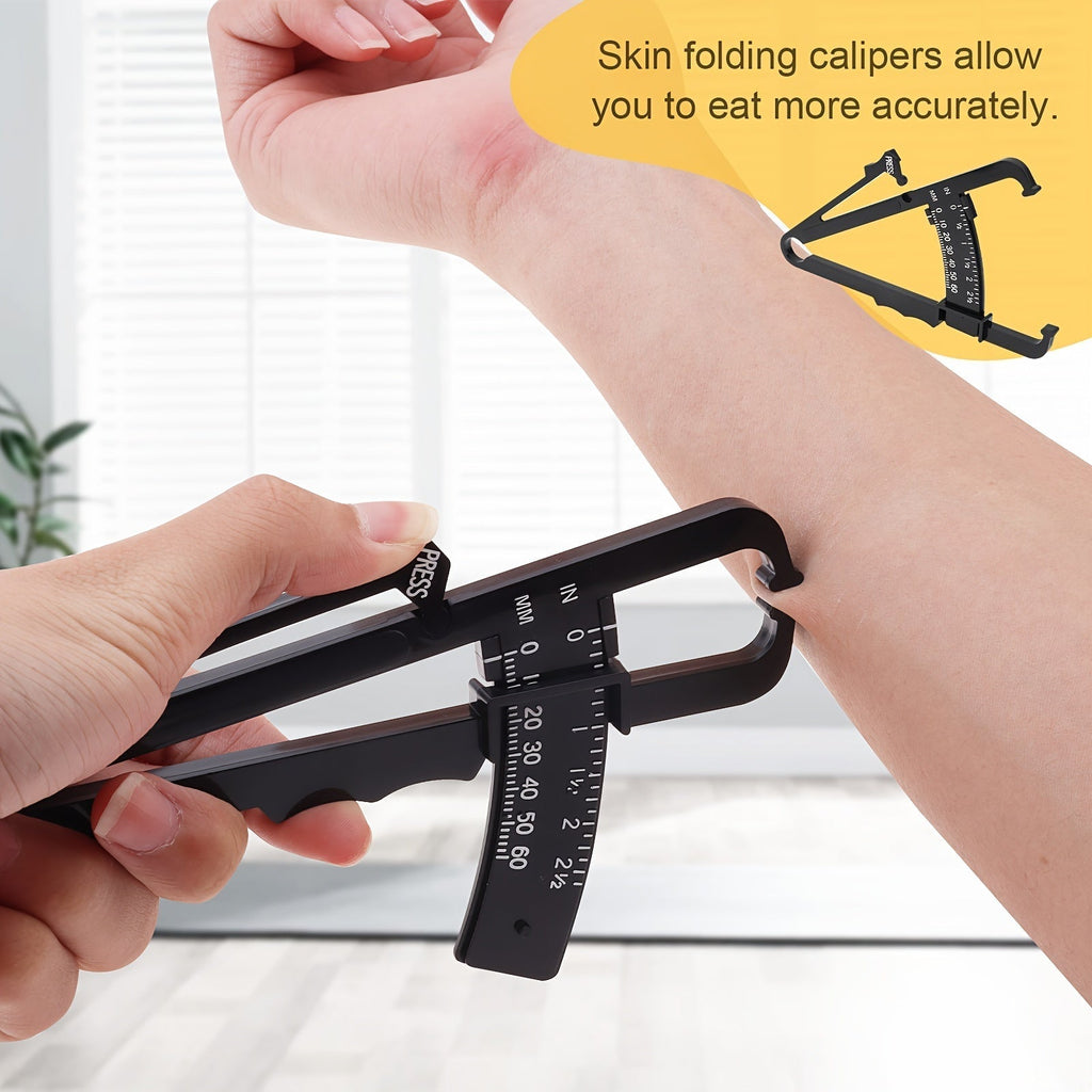 Portable Body Fat Caliper And Tape Measure Set(Black)