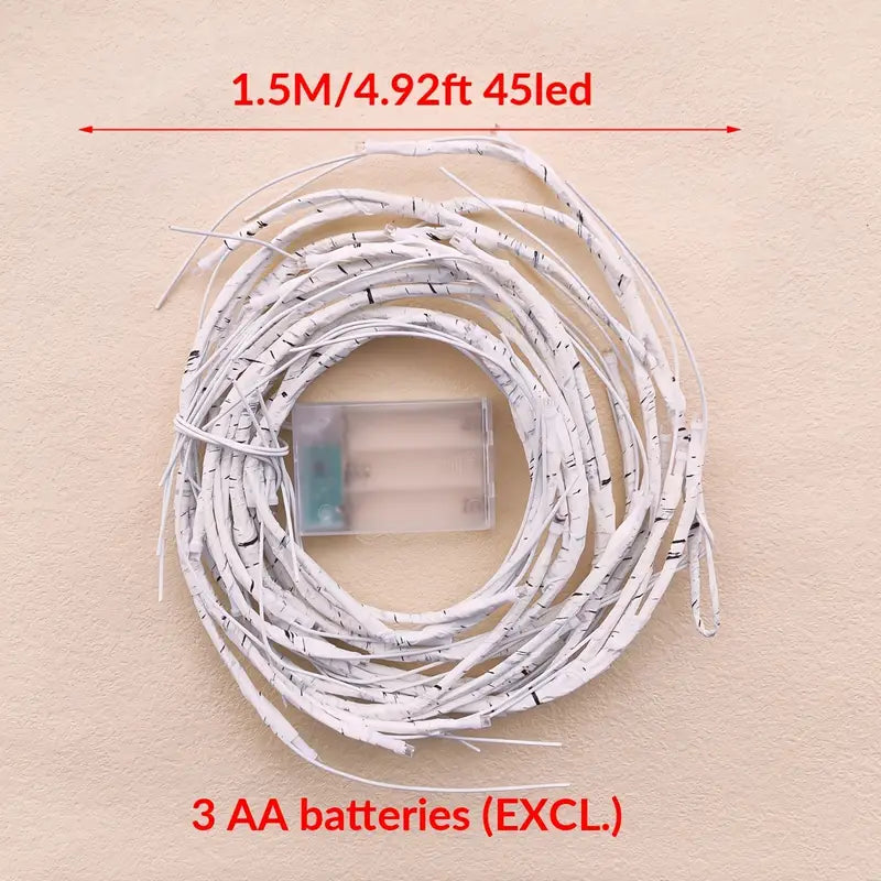 1-Pack Simulated Birch Branch Lights - 4.92ft, 45 Light Beads