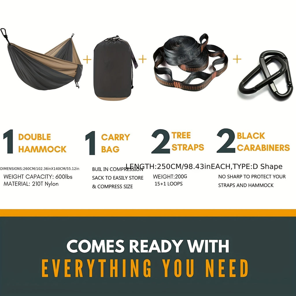 Anti-Tip Camping Hammock with Tree Straps & Carry Bag