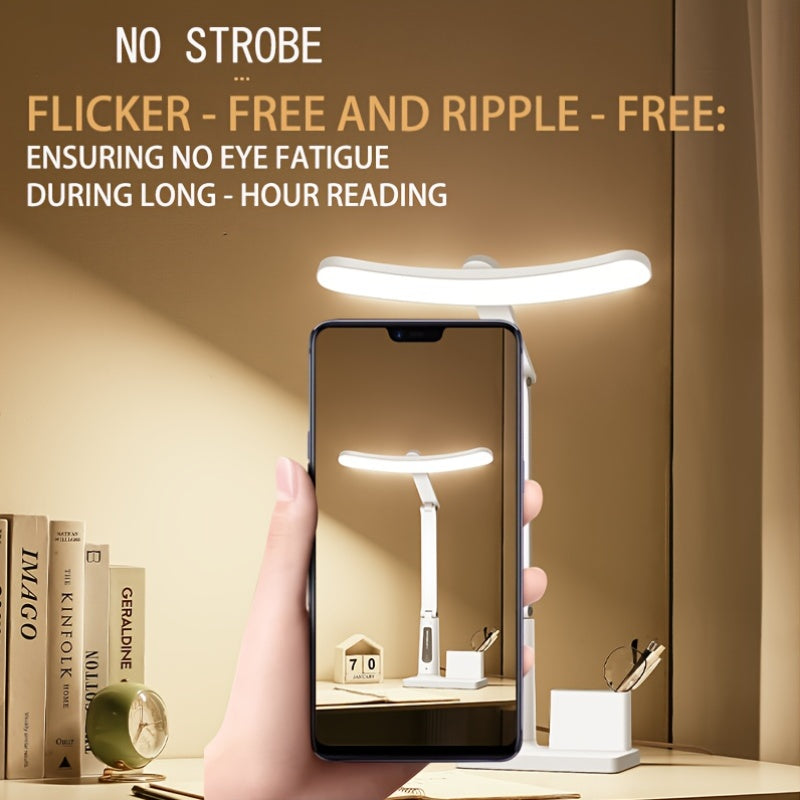Desk Lamp with Adjustable Arm and Phone Holder