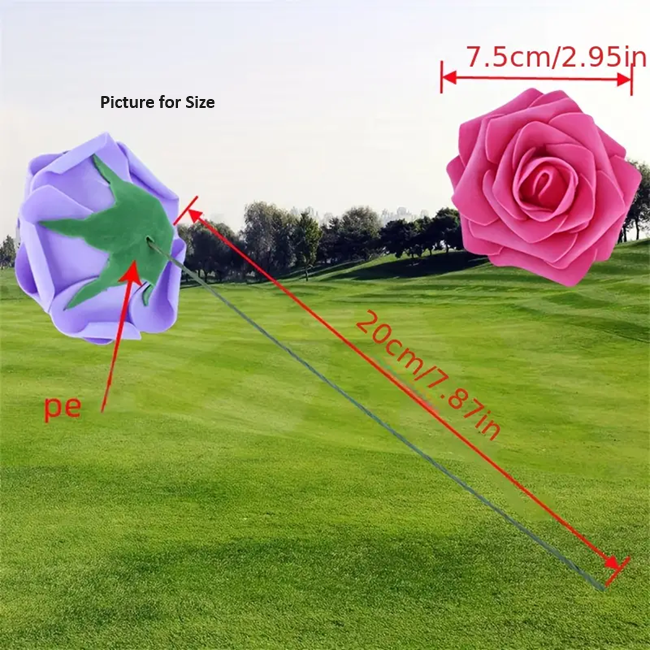 25-Piece Grey Artificial Foam Rose Flowers with Stems (7-7.5CM) - Realistic Simulation