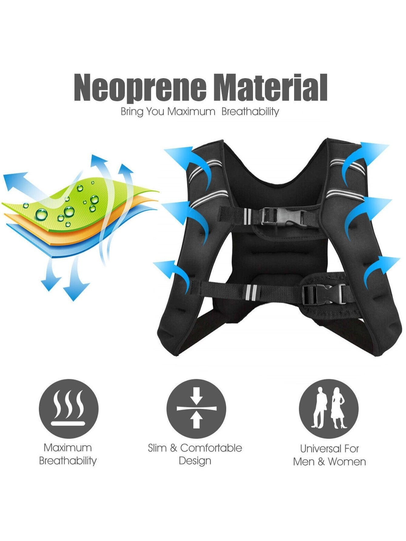 Adjustable 3KG Weighted Running Vest with Reflective Strips