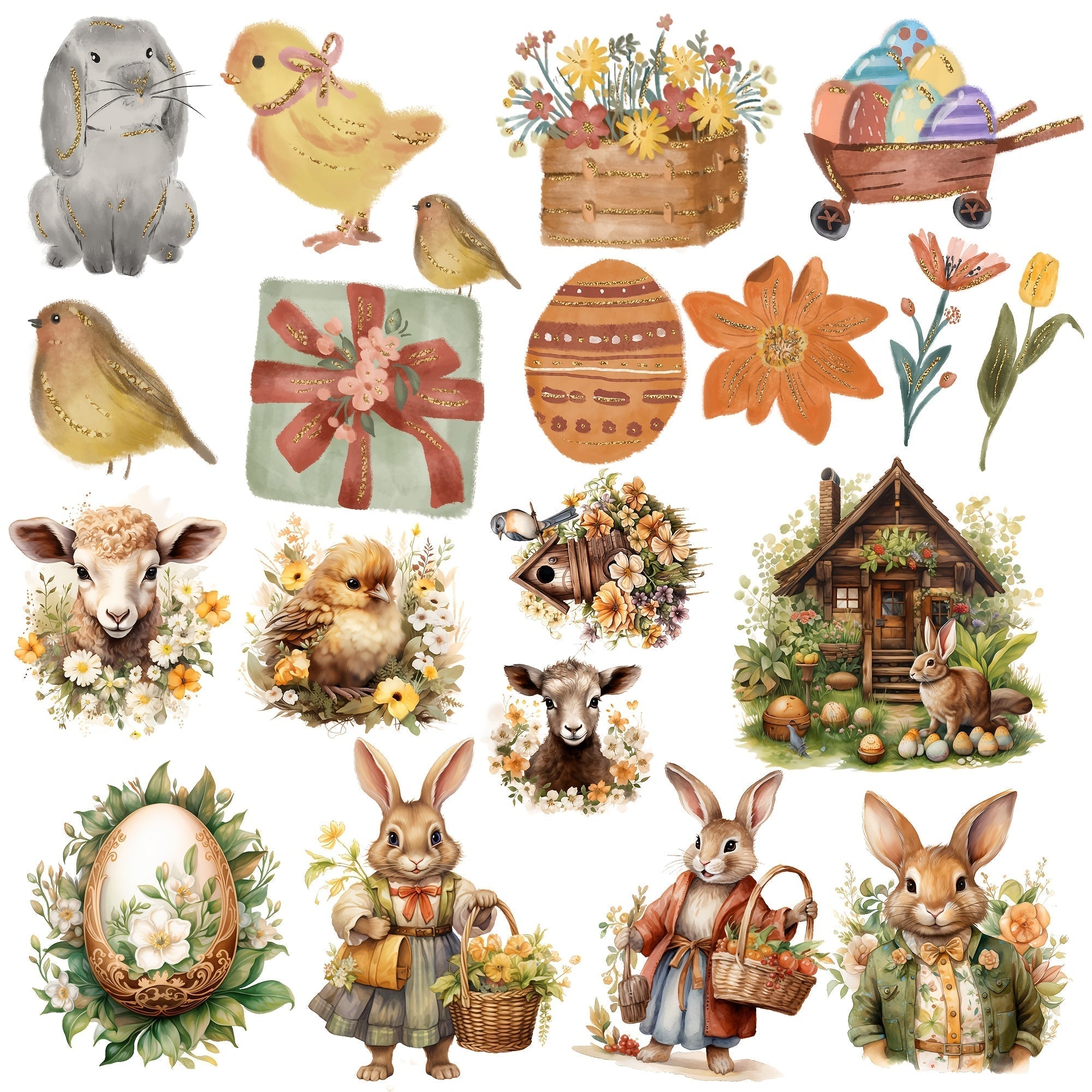 52pcs Easter Postcard Set with Stickers for Crafts