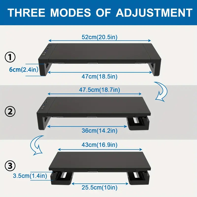 Ultimate Monitor Stand Riser: USB Hub, Data Port, and TYPE-C Charging Powerhouse