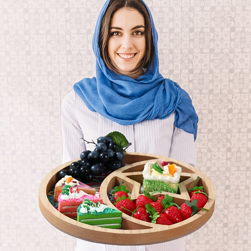 Eid Mubarak Wooden Dessert Tray with Star & Moon
