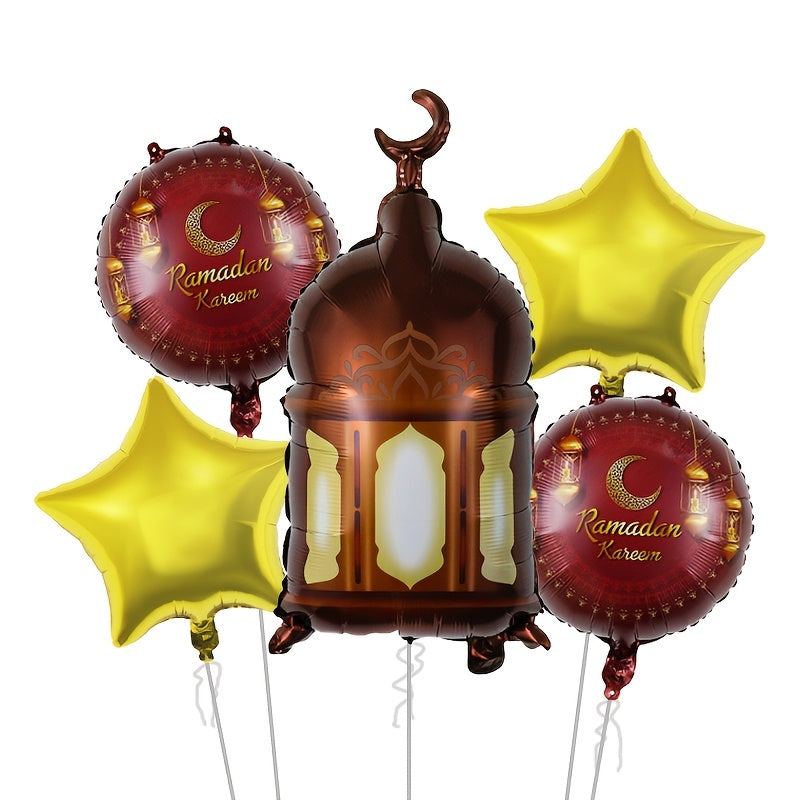 Ramadan & Eid Aluminum Foil Balloons Set - 5 Pack