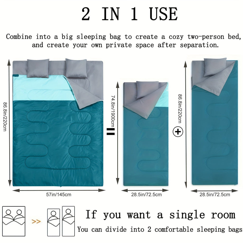 Double Sleeping Bag with Pillow (XL Queen)