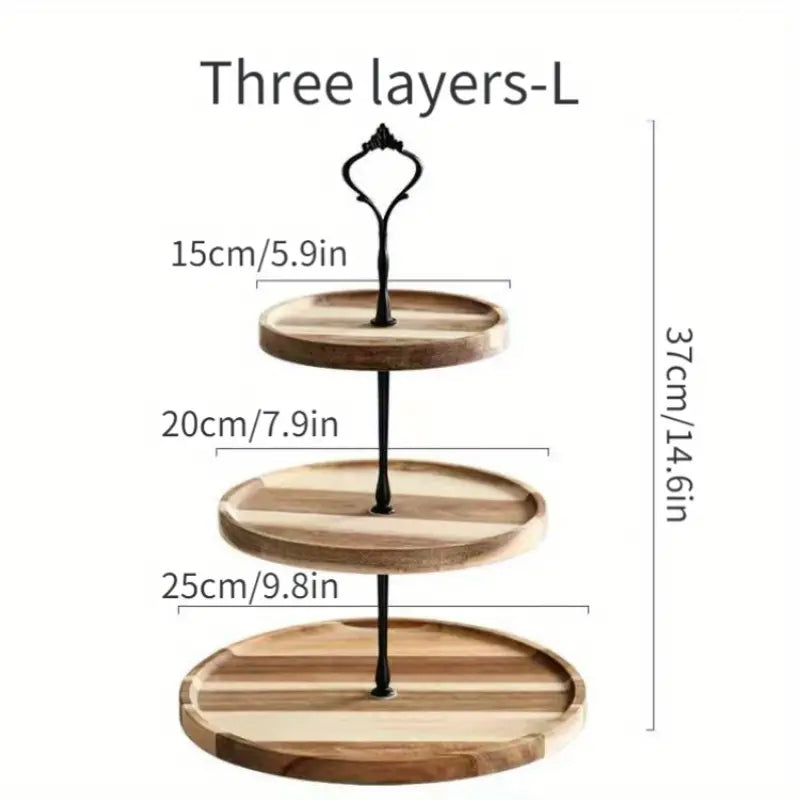 Acacia Wood 3 Layers Cupcake Stand - Elegant Display Rack for Desserts
